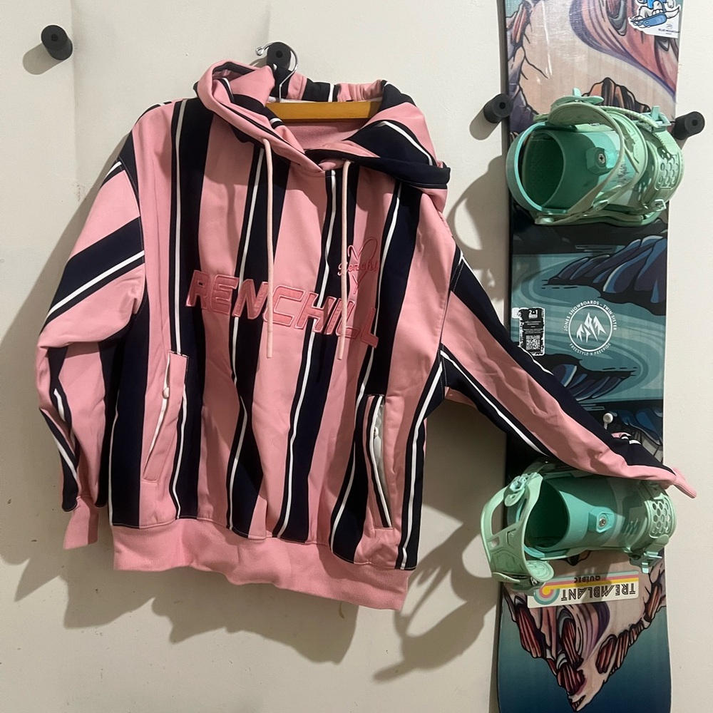 Frenchi Pink and Black Striped Puffer Jacket - Picture 3 of 11